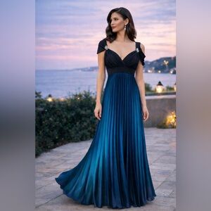 Betsy & Adam Ombre Pleated Charmeuse Evening Gown Formal Statement Dress Size 6